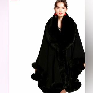 Faux Fur Collar Knit Cardigan Shawl Wrap Coat Wedding Party Wear